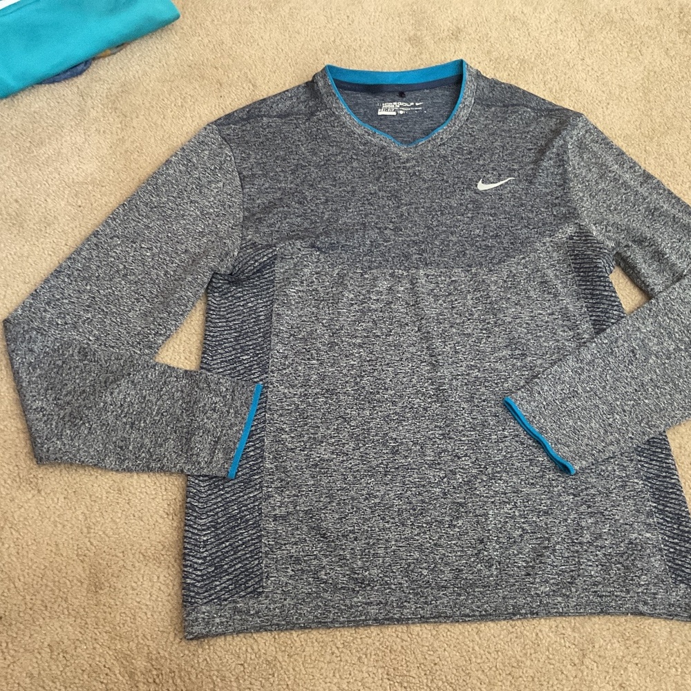 Nike Golf Sweater Modern Fit Dri-Fit Size L Blue Mottled